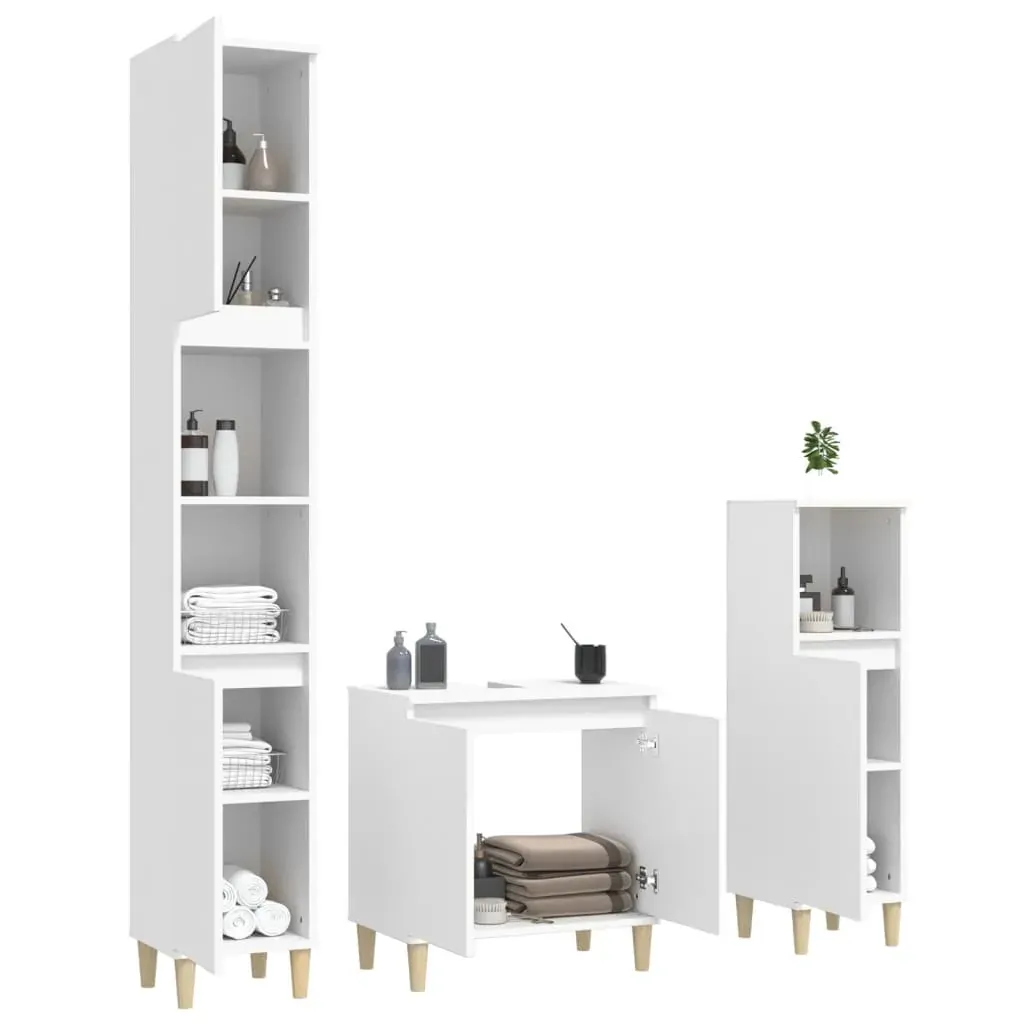 3 Piece Bathroom Furniture Set Engineered Wood Price