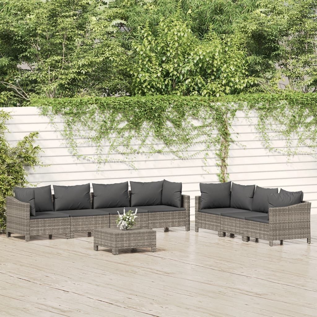 Garden Lounge Set with Cushions Grey Poly Rattan Price