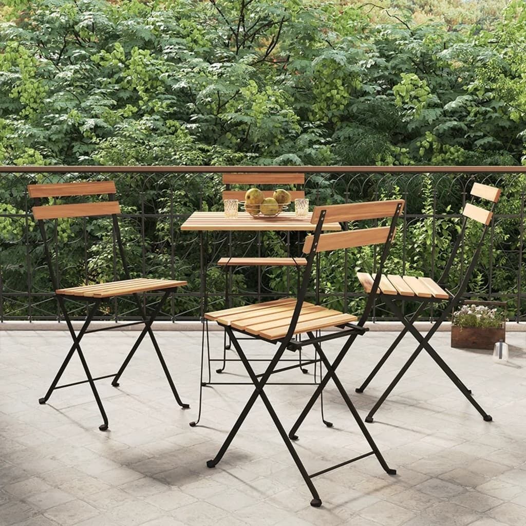 Folding Bistro Chairs Solid Wood Teak and Steel Price