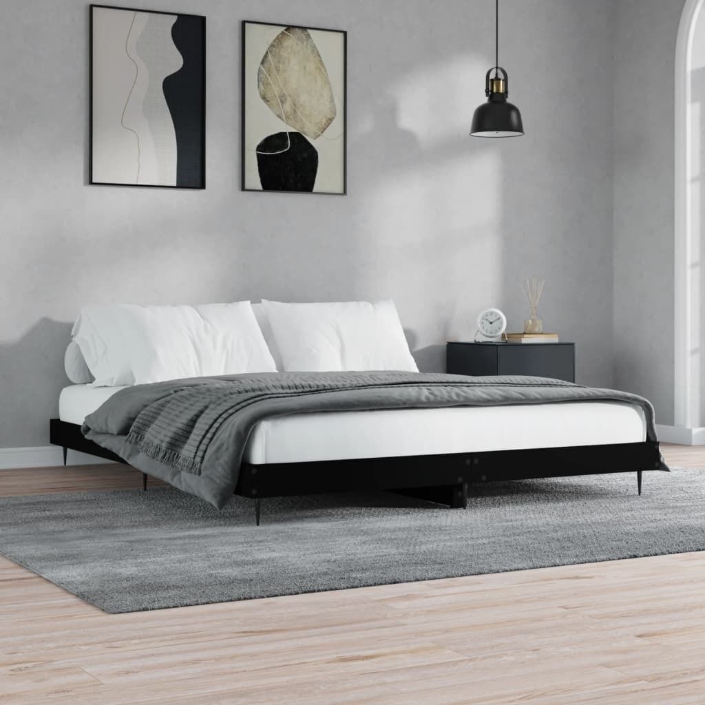 Bed Frame without Mattress White 150x200 cm Engineered Wood Price