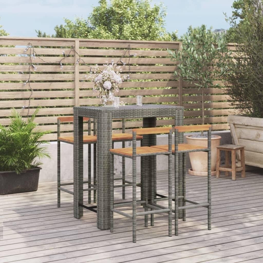 Garden Bar Set Poly Rattan&Solid Wood Acacia Price