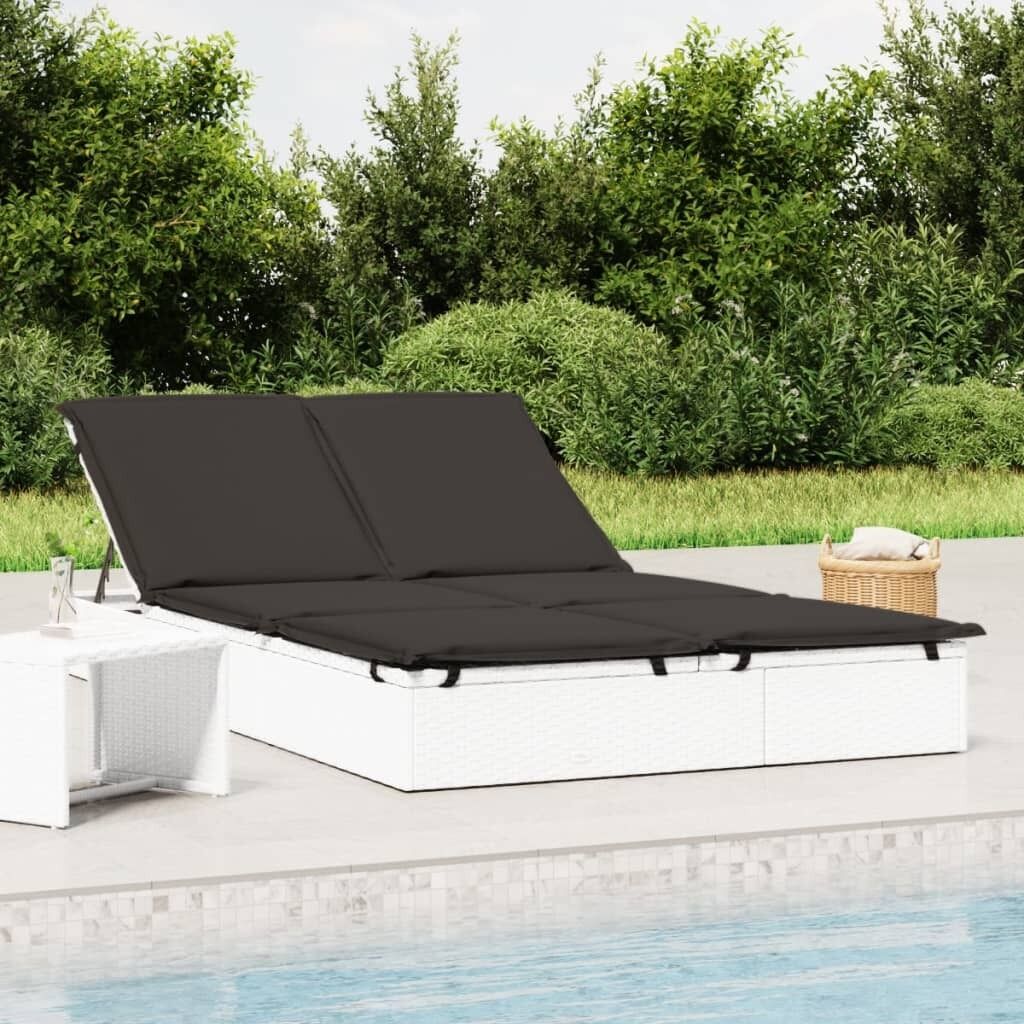 2-Person Sunbed with Cushions Poly Rattan Price