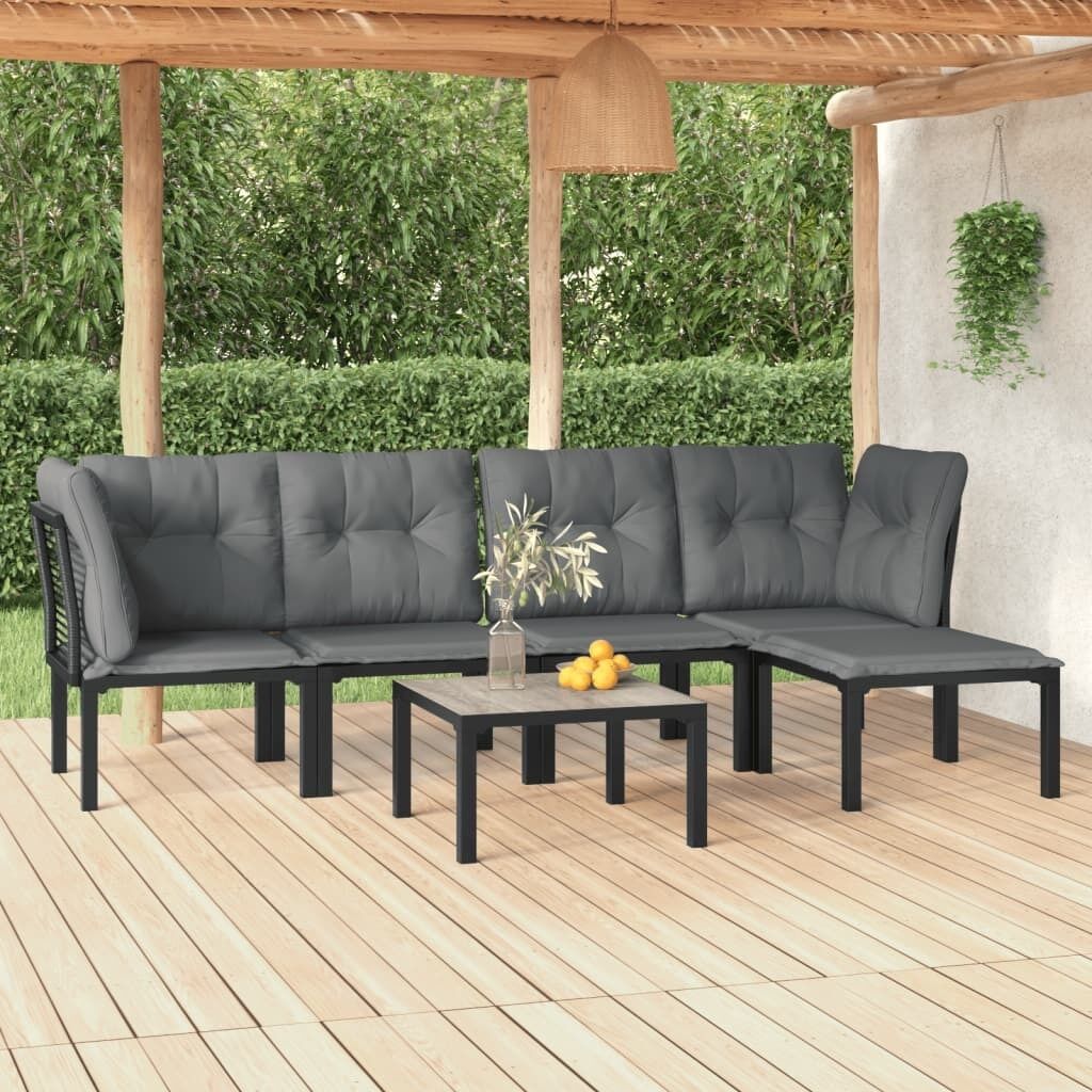 Garden Lounge Set Black and Grey Poly Rattan Price