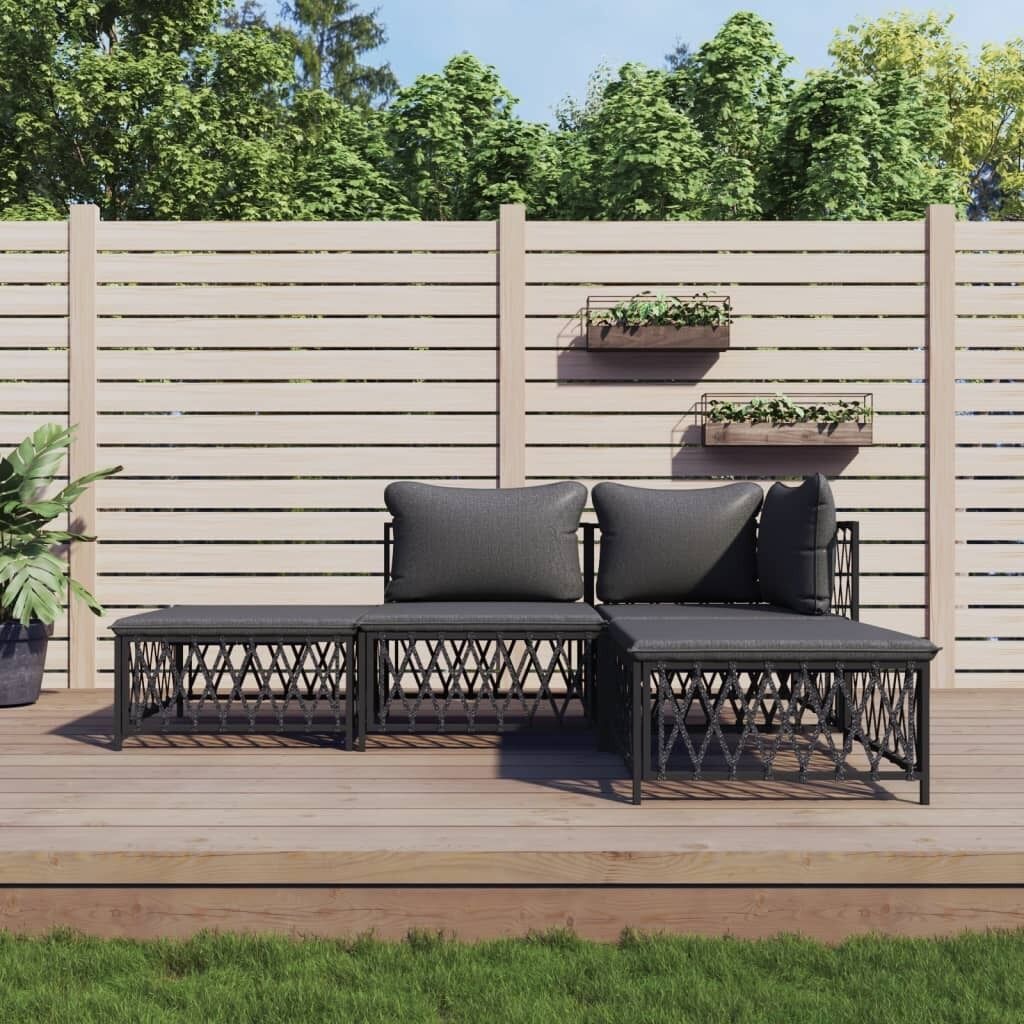 Garden Lounge Set with Cushions Steel Price