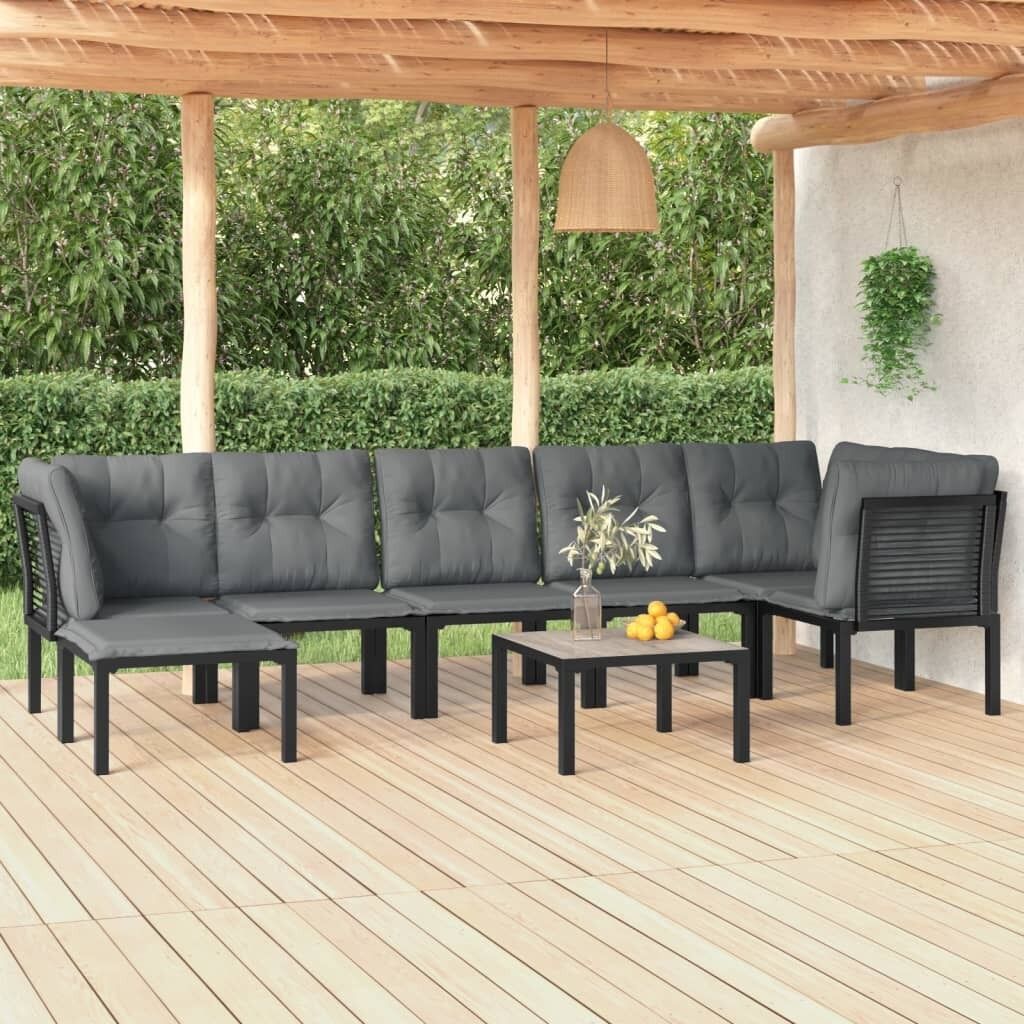 Garden Lounge Set Black and Grey Poly Rattan Price