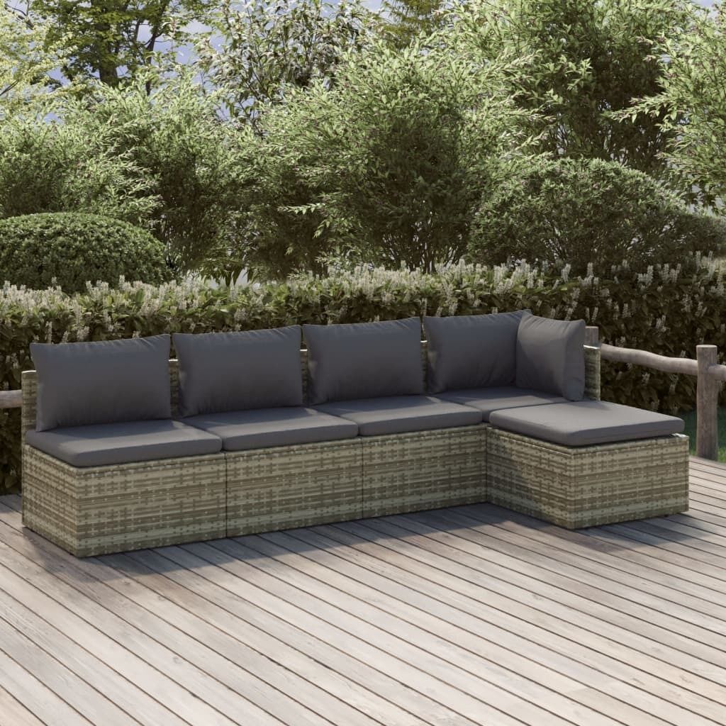 Garden Lounge Set with Cushions Grey Poly Rattan Price