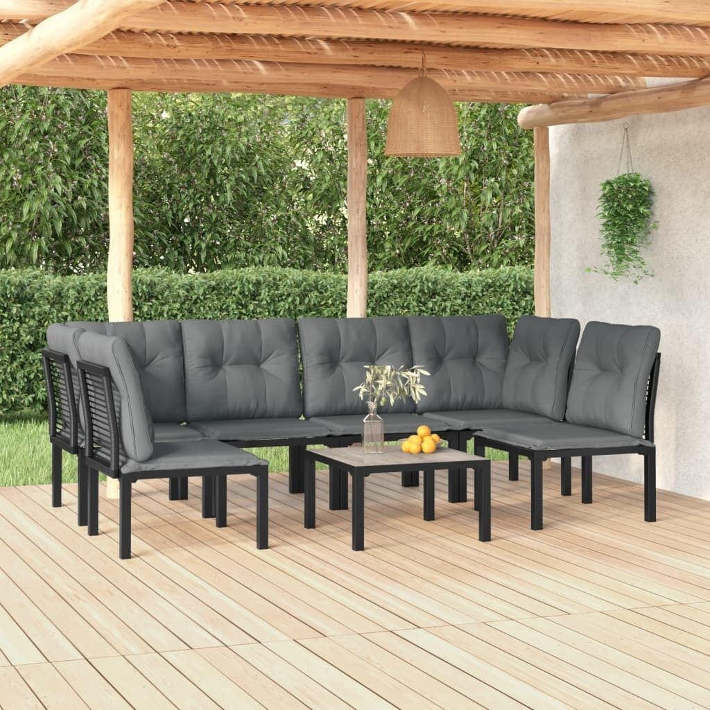 Garden Lounge Set Black and Grey Poly Rattan Price