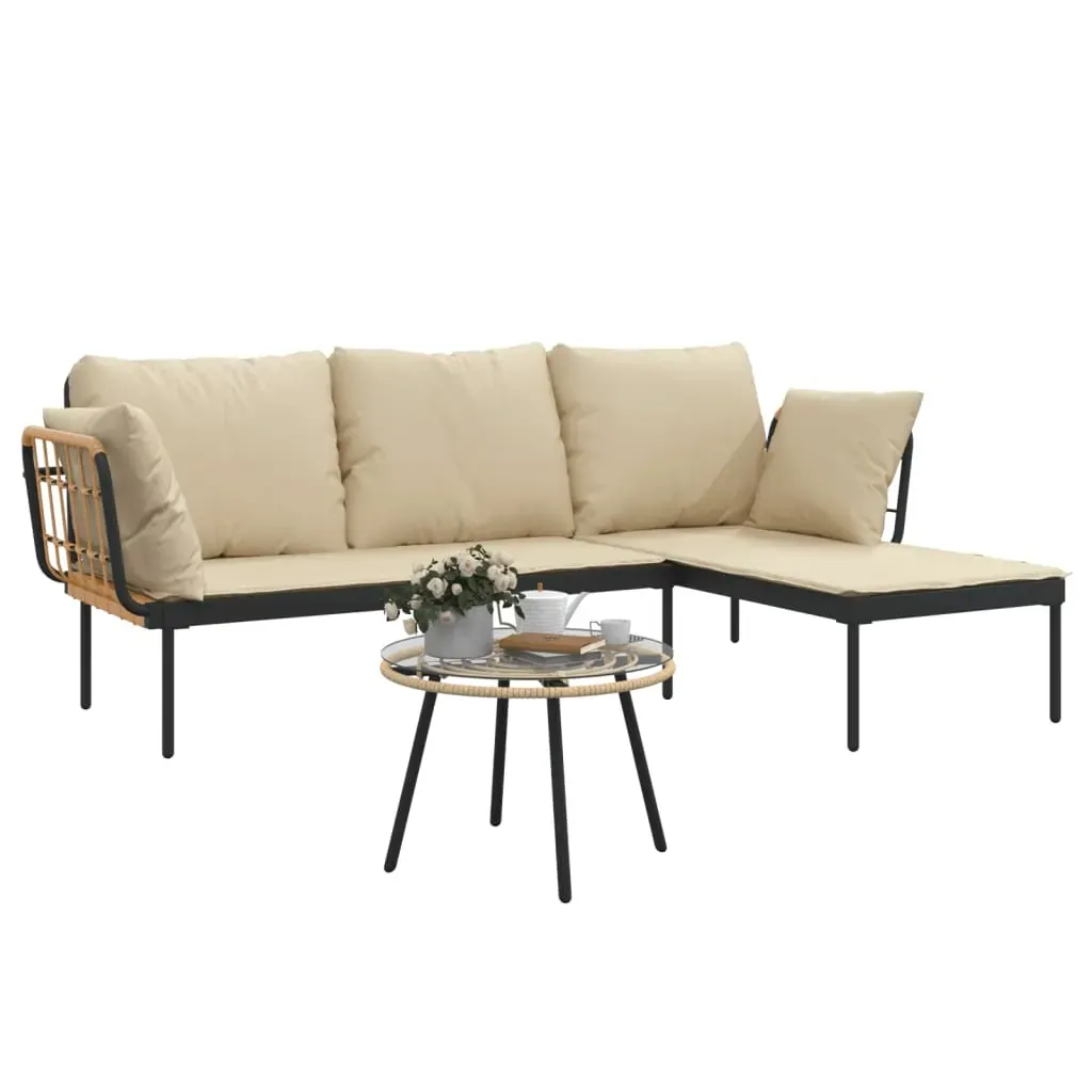 3 Piece Garden Lounge Set with Cushions Poly Rattan Price