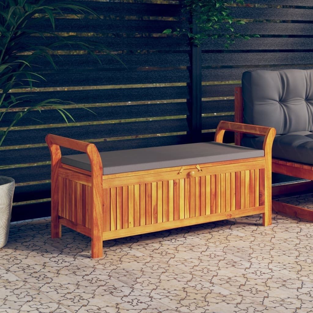 Garden Storage Bench with Cushion Solid Wood Acacia Price