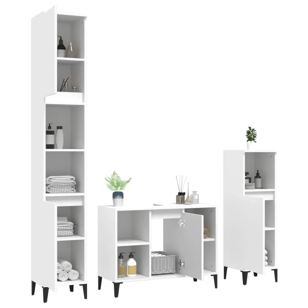 3 Piece Bathroom Furniture Set Engineered Wood Price
