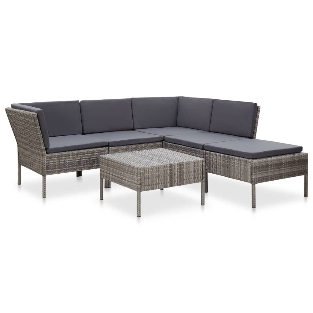 6 Piece Garden Lounge Set with Cushions Poly Rattan Price
