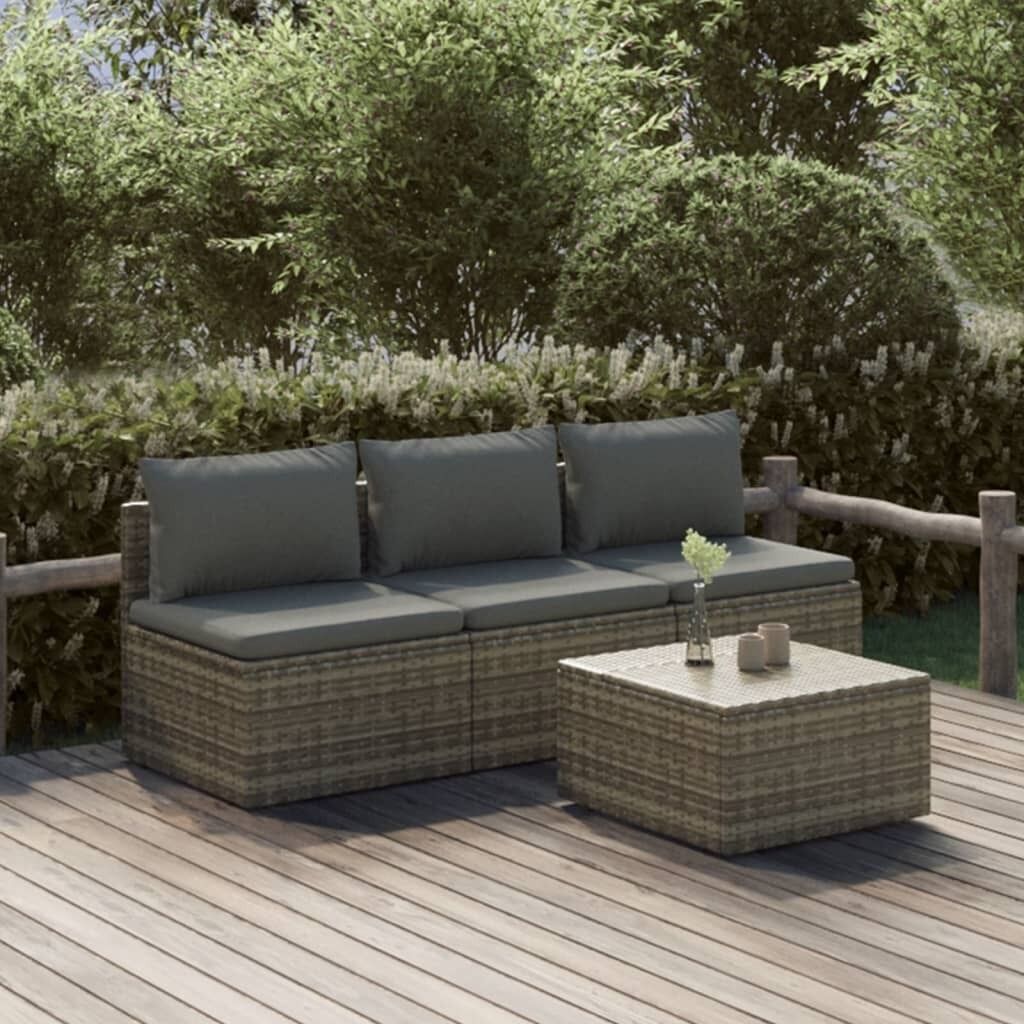 Garden Lounge Set with Cushions Grey Poly Rattan Price