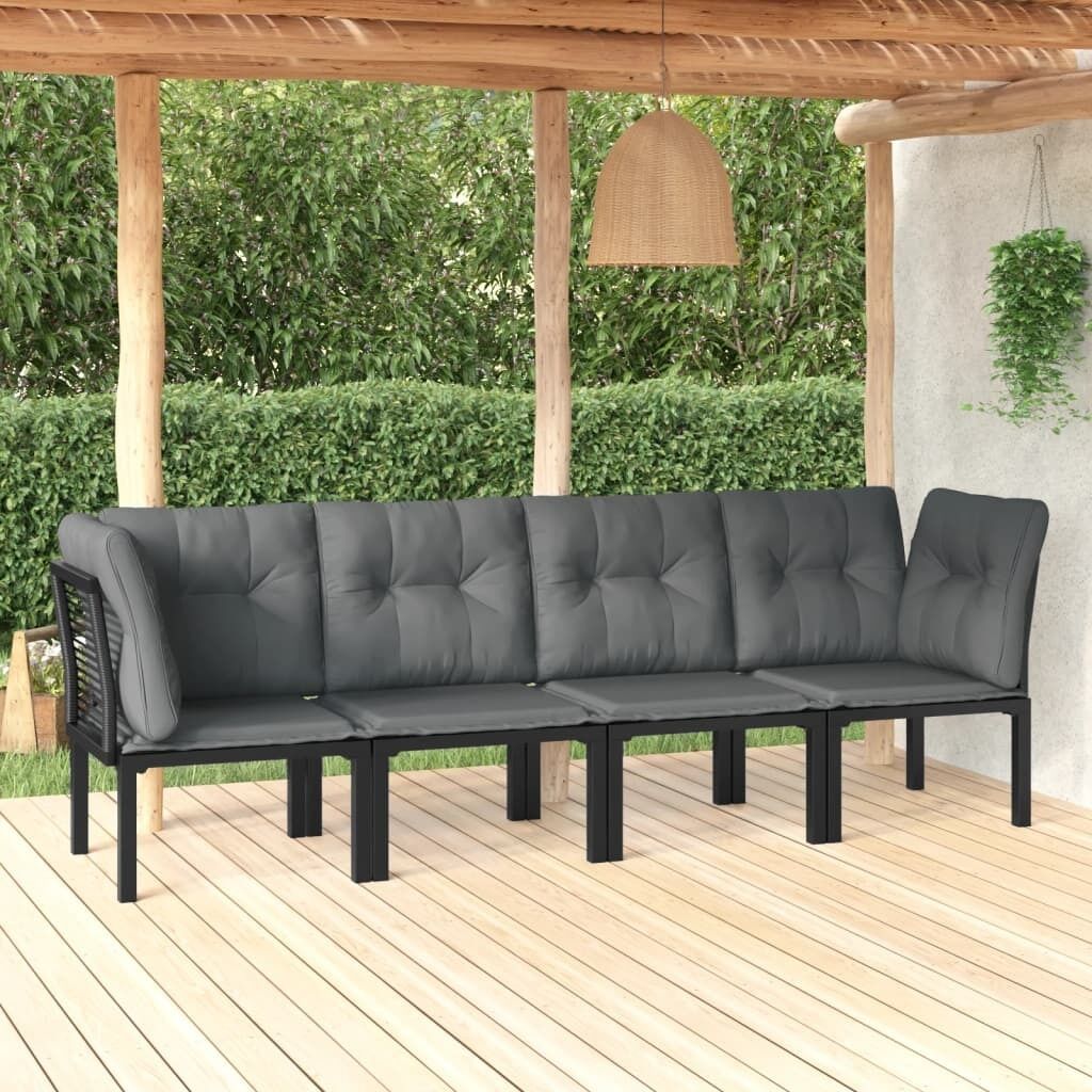 Garden Lounge Set Black and Grey Poly Rattan Price