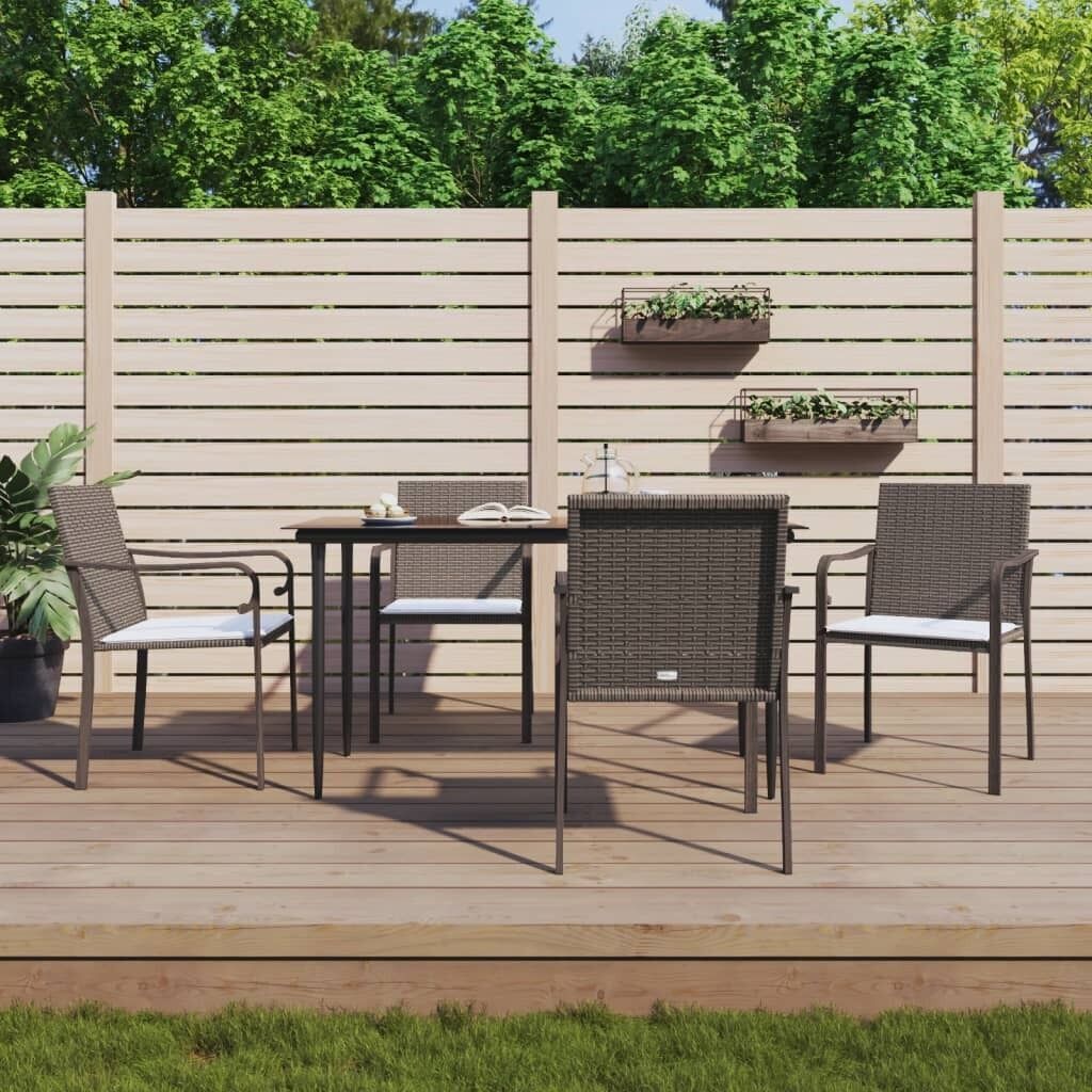 Garden Dining Set with Cushions Poly Rattan and Steel Price