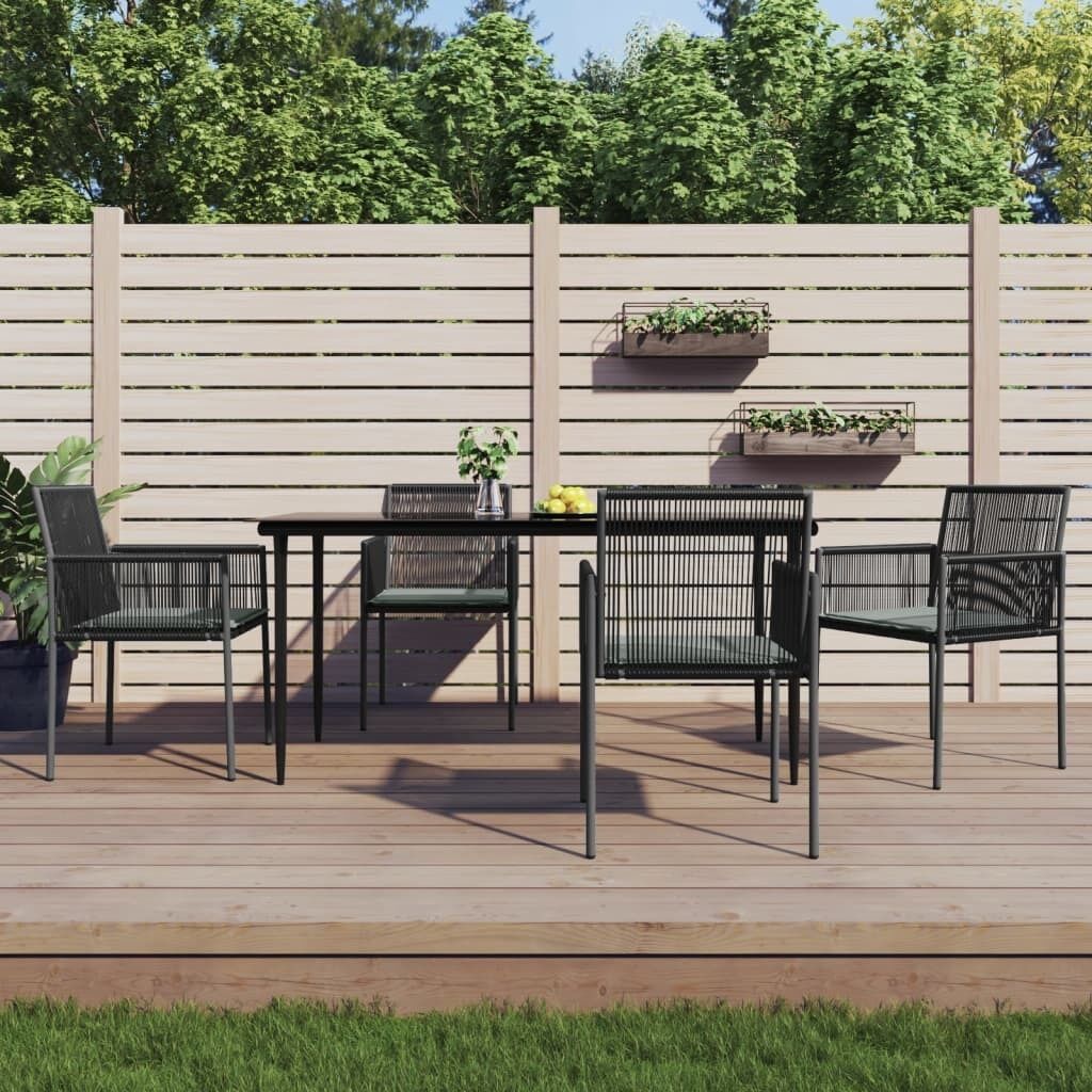 Garden Dining Set with Cushions Black Poly Rattan and Steel Price