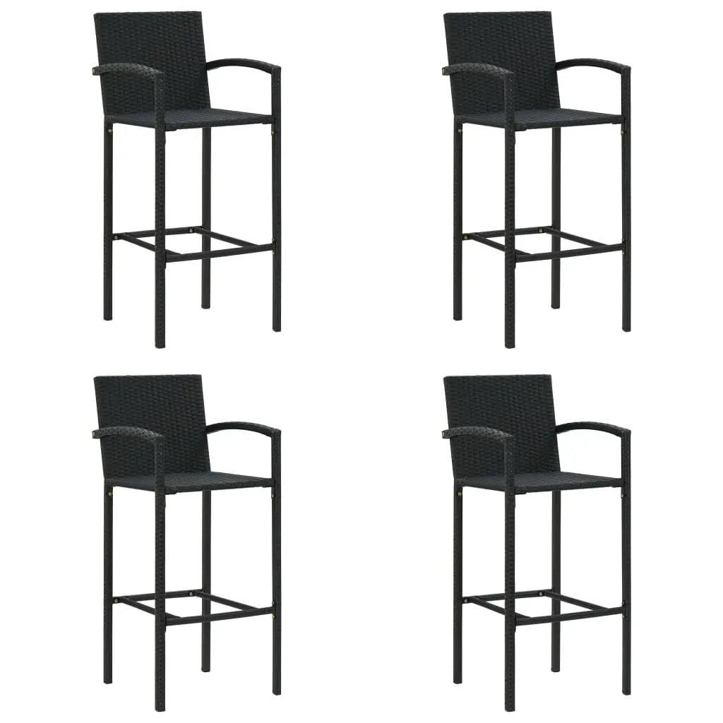 Garden Bar Set Black Poly Rattan Price