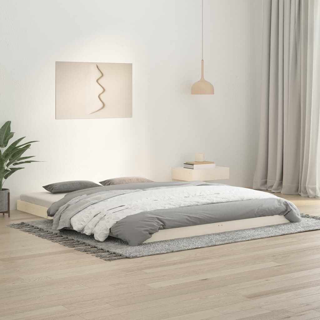 Bed Frame without Mattress White 183x203 cm King Solid Wood Pine Price