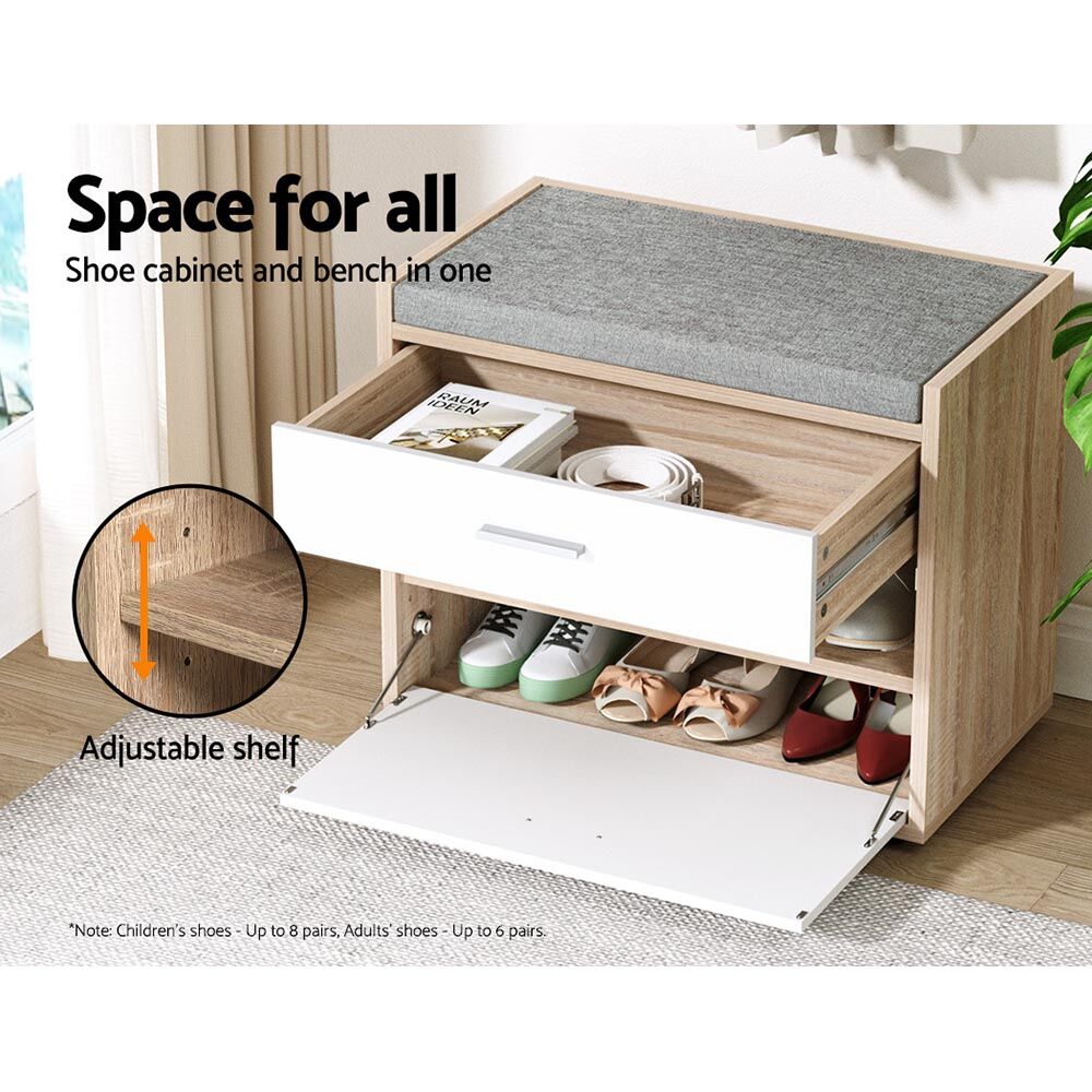 Shoe Rack Bench Shoe Cabinet 8 Pairs White Niva Price