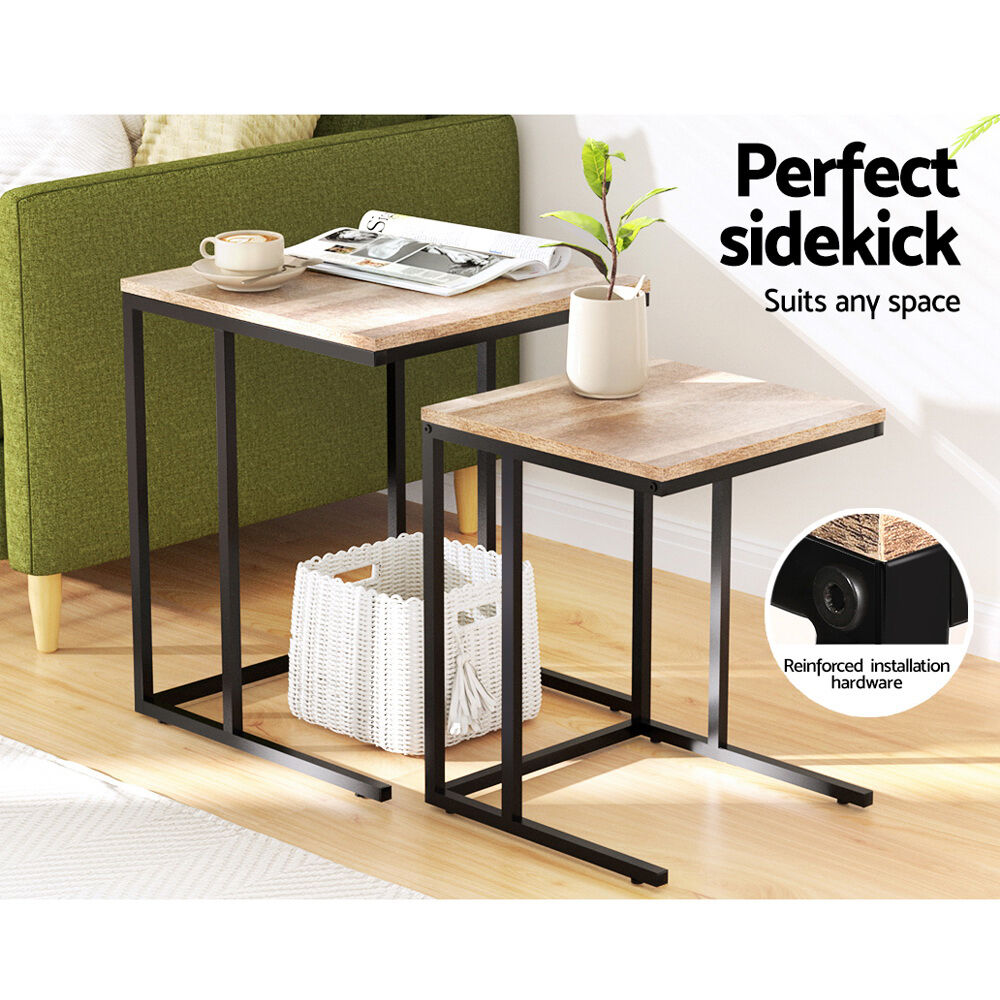 Artiss Nesting Coffee Table Sef of 2 Walnut Brok Price