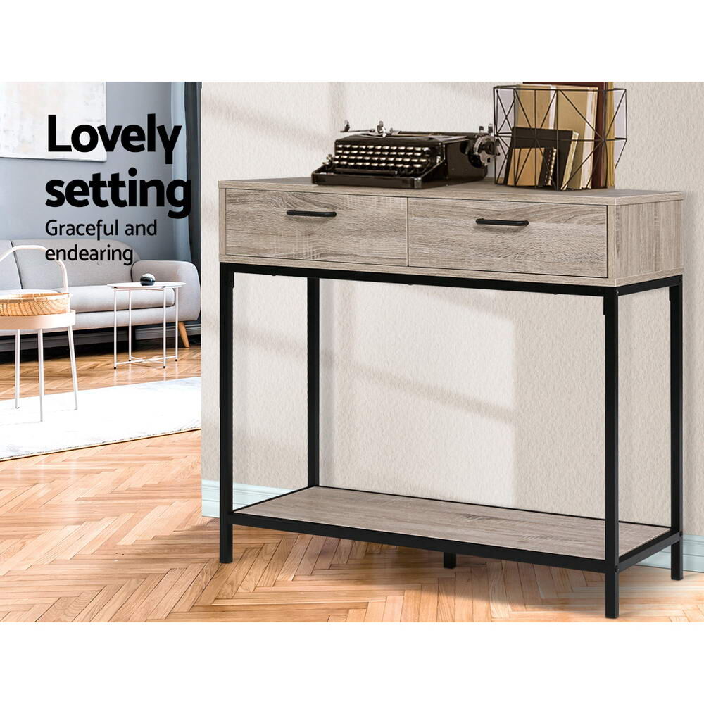 Hallway Console Table Hall Side Entry Display Desk Drawer Storage Oak Price