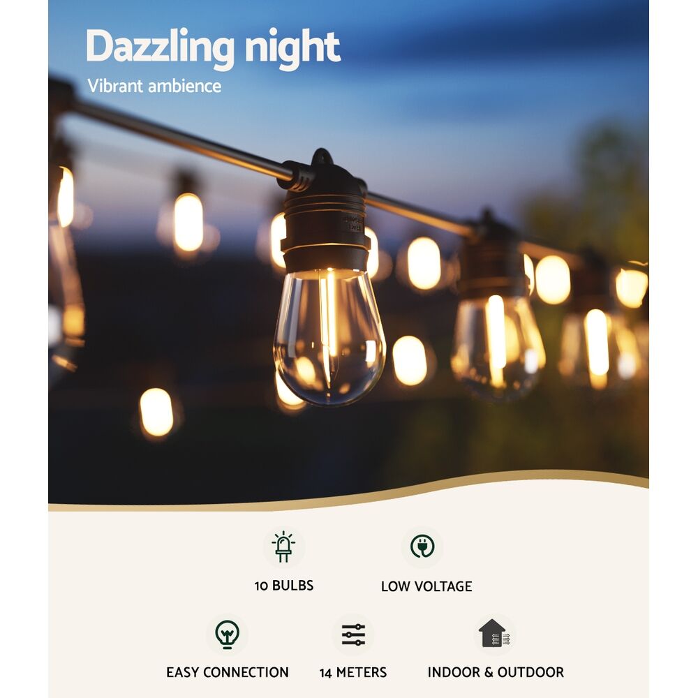 14m Festoon Lights Christmas Fairy String Lights Outdoor Party Garden Decor Price