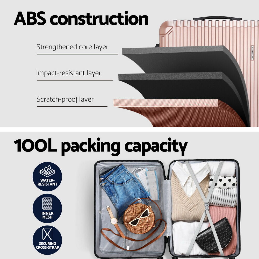 Wanderlite 28'' Luggage Travel Suitcase Set TSA Carry On Hard Case Rose Gold Price
