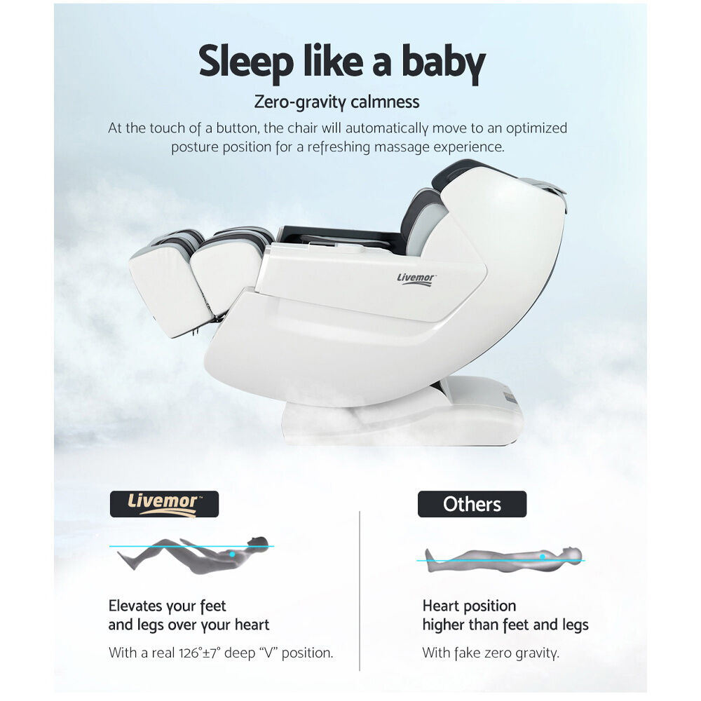 Livemor Massage Chair Electric Recliner Massager White Varitas Price