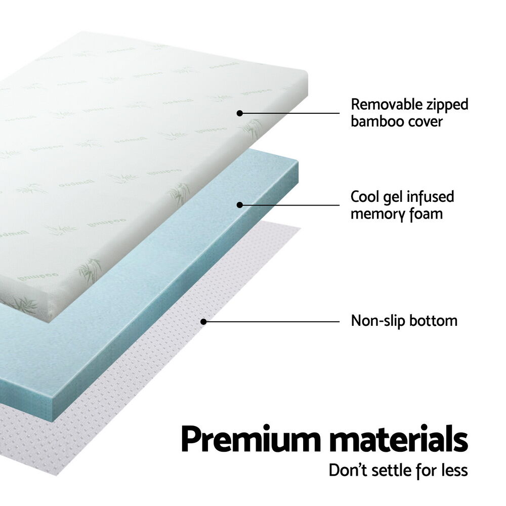 Memory Foam Mattress Topper Cool Gel Bed Mat Bamboo 10cm Single Price