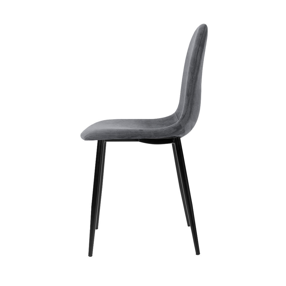 Dining Chairs Set of 4 Velvet Curved Slope Grey Price