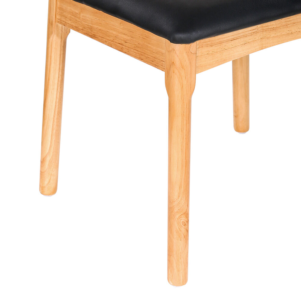 Artiss Dining Chair Rubber Wood Leather Seat Black Price