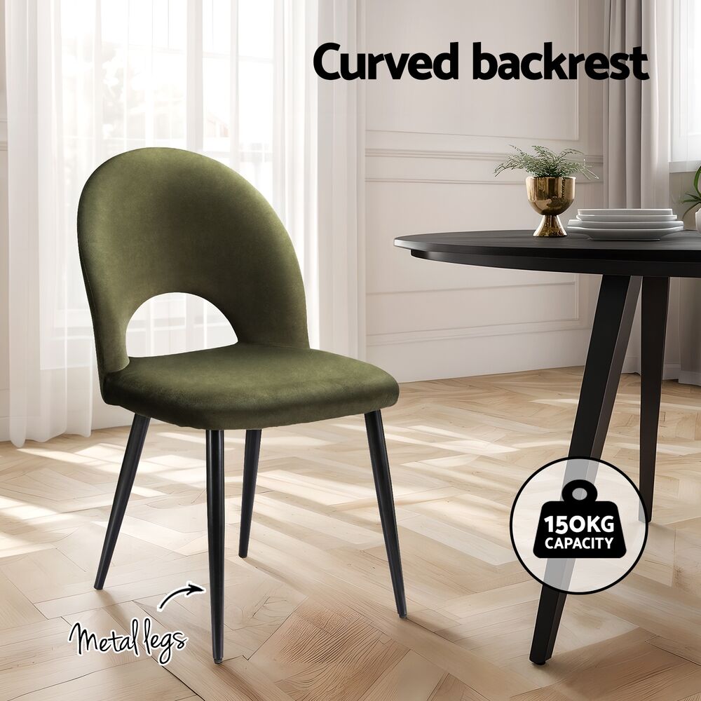Dining Chairs Set of 2 Velvet Hollow Green Price