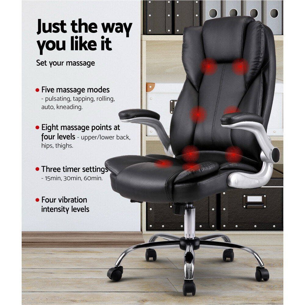 Artiss 8 Point Massage Office Chair PU Leather Black Price