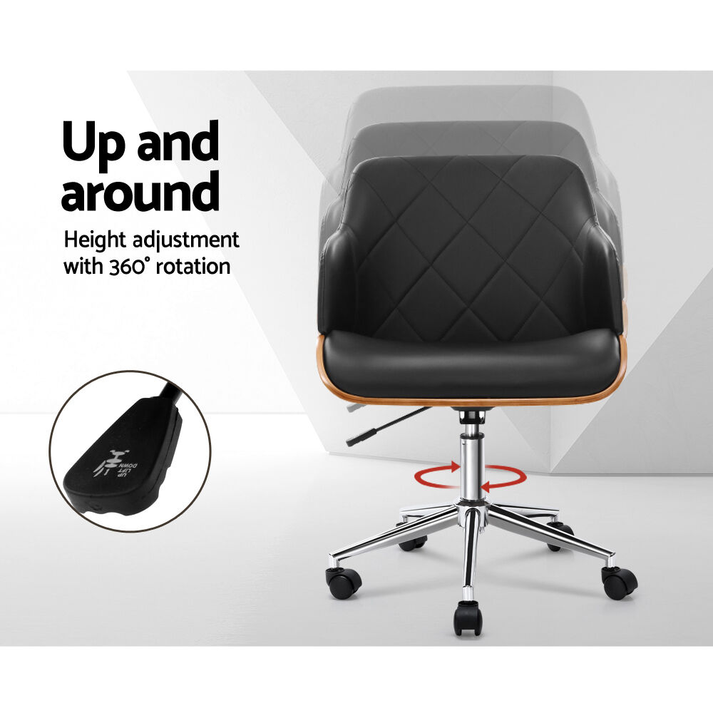 Artiss Wooden Office Chair Fabric Seat Black Price