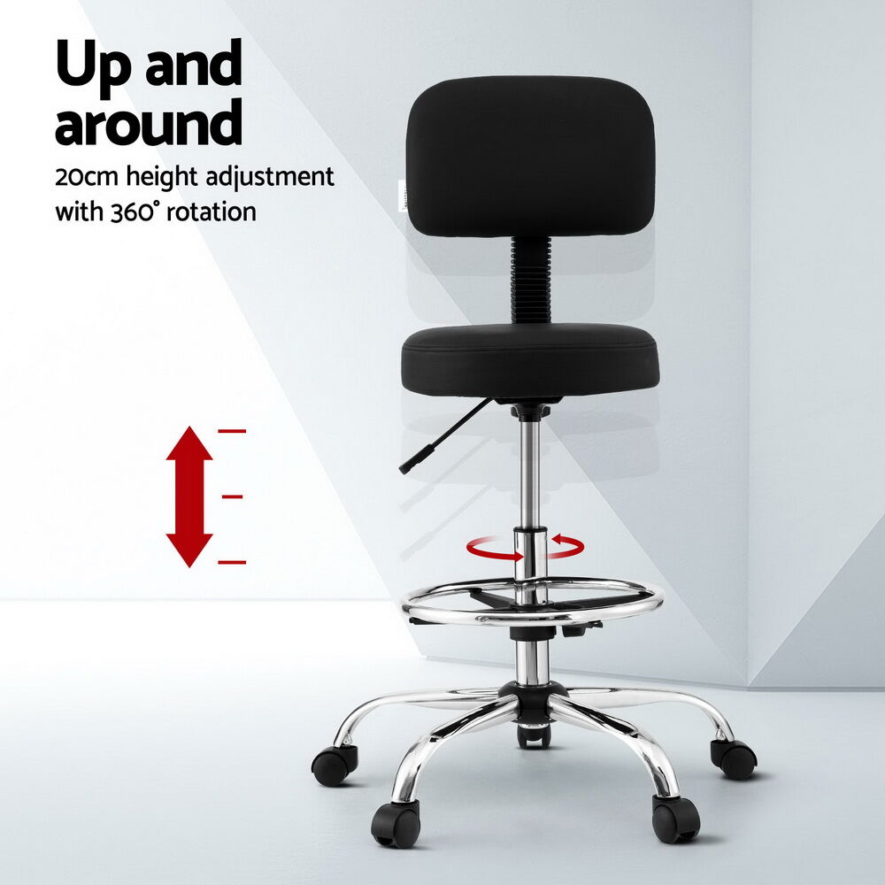 Artiss Office Chair Drafting Computer Standing Desk Chairs Ergonomic PU Black Price