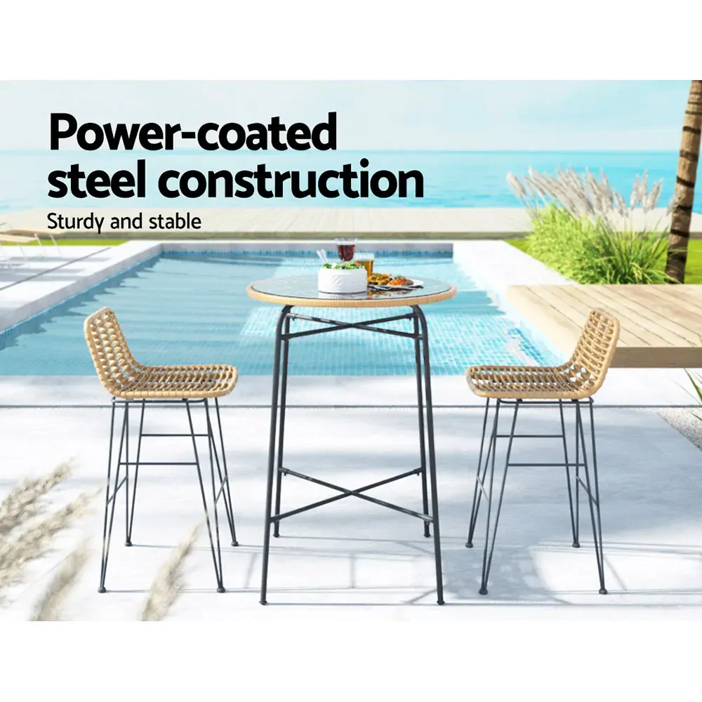 3-Piece Outdoor Bar Set Wicker Table Chairs Patio Bistro Price