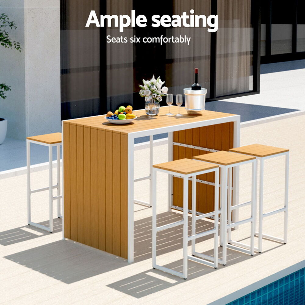 7-Piece Outdoor Bar Set Table Chairs Patio Bistro Set 6 Seater Price