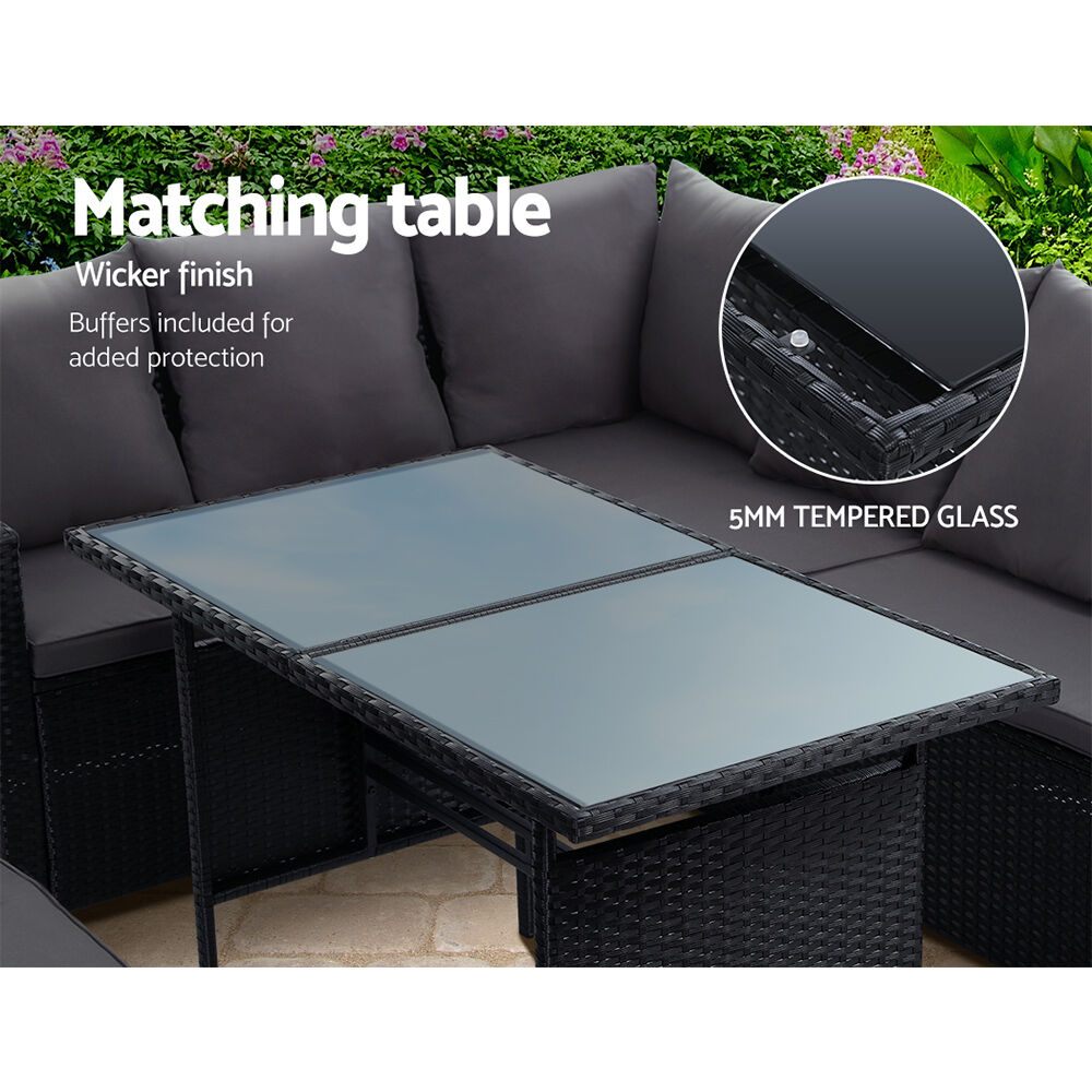 Gardeon Outdoor Furniture Dining Setting Sofa Set Lounge Wicker 8 Seater Black Price