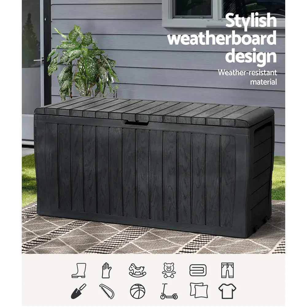 Outdoor Storage Box 220L Lockable Organiser Garden Deck Toy Shed Tool Black Price