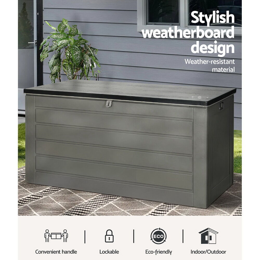 Outdoor Storage Box 680L Container Lockable Garden Bench Tool Shed Black Price