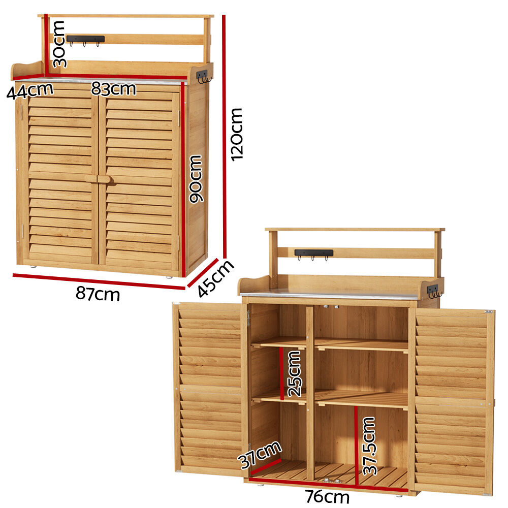 Outdoor Storage Cabinet Box Potting Bench Table Shelf Chest Garden Shed Price