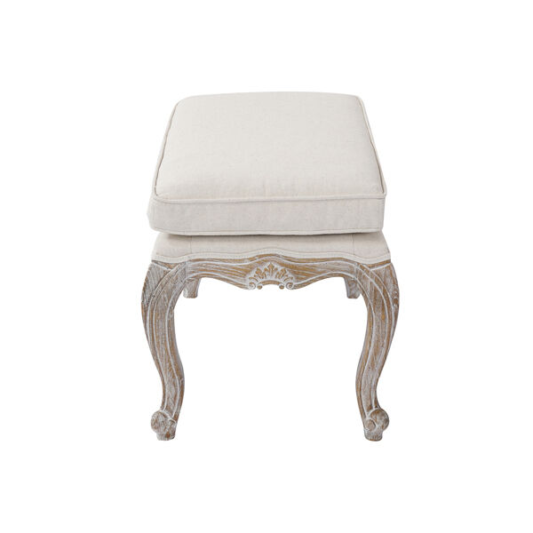 Ottoman Linen Fabric Beige Oak Wood White Washed Finish Price