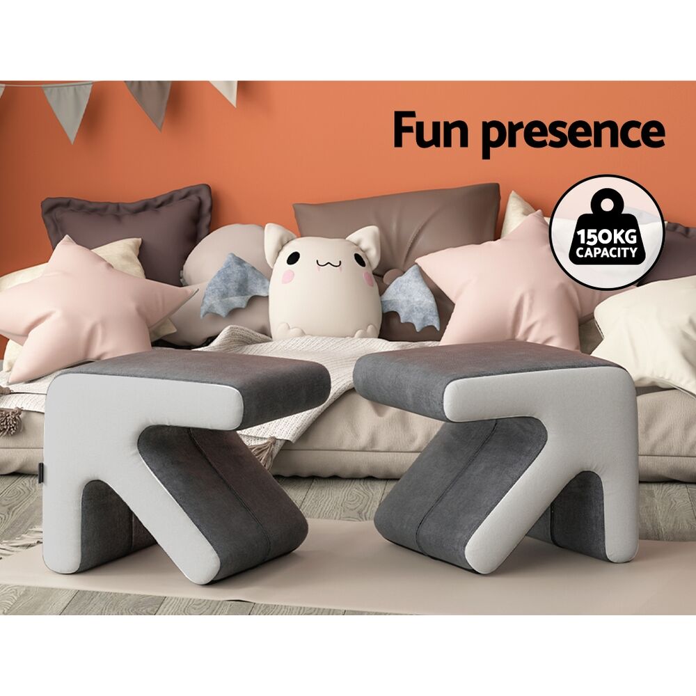 Ottoman Foot Stool Arrow Linen Grey Price