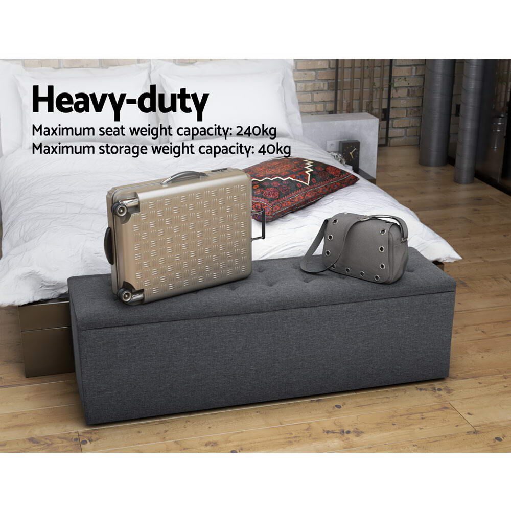 Artiss Storage Ottoman Blanket Box 140cm Linen Dark Grey Price