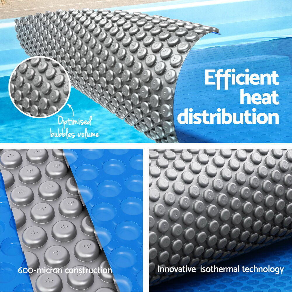 Aquabuddy Pool Cover 600 Micron 11x6.2m w/ Roller 6.55m Swimming Pools Solar Blanket Price
