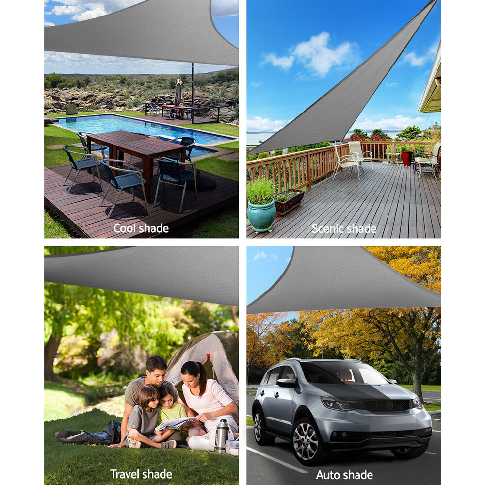 Shade Sail 5x5x5m Triangle 280GSM 98% Grey Shade Cloth Price