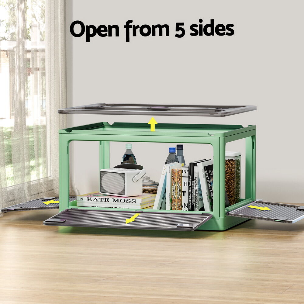 Storage Container Foldable Stackable Large 5 Sides Open Transparent 82L Price