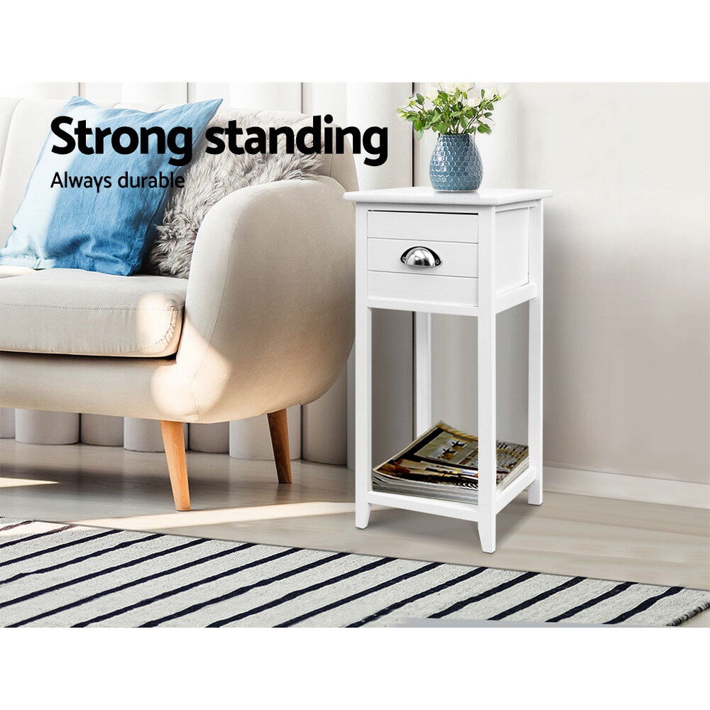 Artiss Bedside Table Vintage - THYME White Price