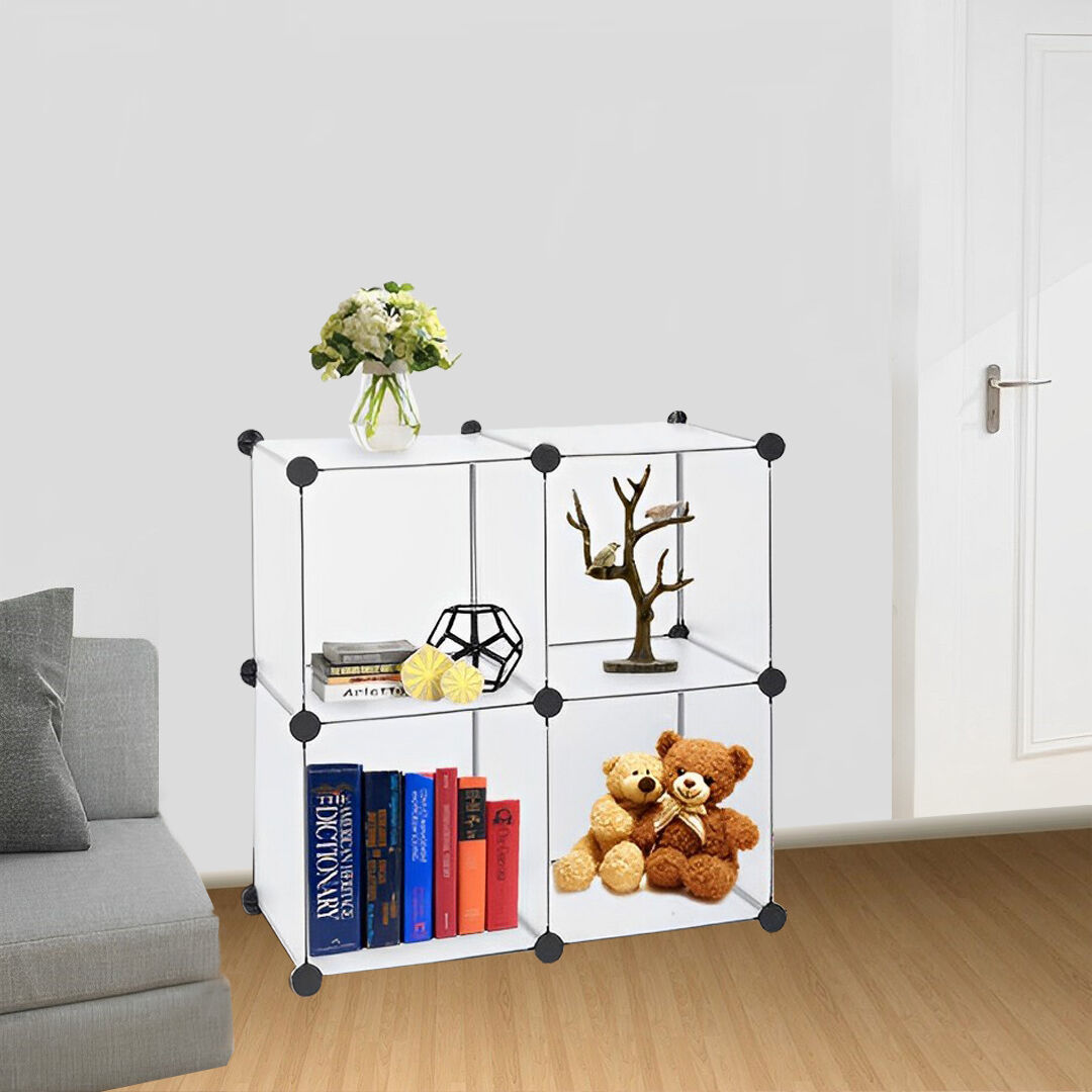 4-cube transparent shelf box portable cubby diy storage shelves modular closet organiser Price
