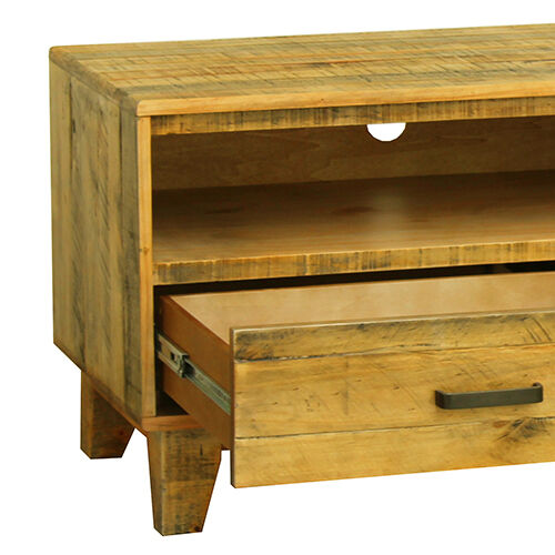 TV Cabinet with 3 Storage Drawers with Shelf in Wooden Entertainment Unit in Light Brown Colour Price
