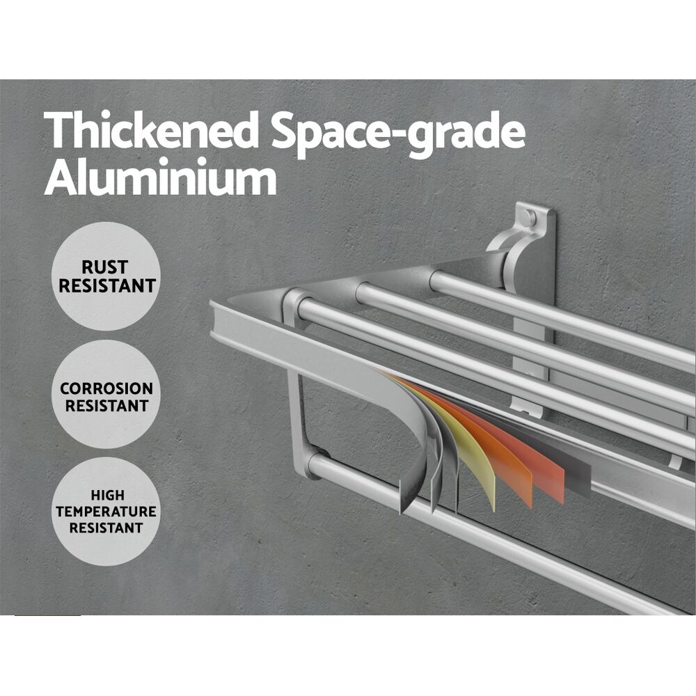 Towel Rail Rack Holder 4 Bars Wall Mounted Aluminium Foldable Hanging Hook Price
